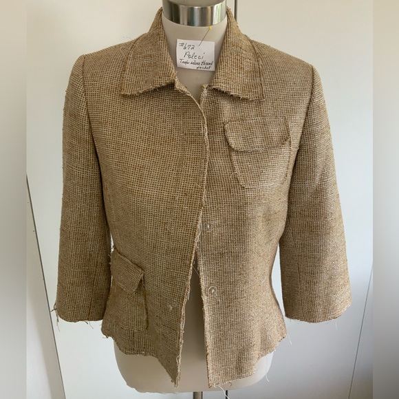 Poleci Tan, 3/4 sleeve, Button down, Deconstructed Jacket - Picture 1 of 5